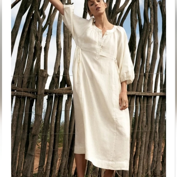 Zara Cream 100% Linen Tunic Dress - Picture 5 of 14